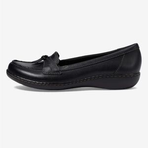 Clarks Ashland Bubble Loafers Work Shoes Comfort Slip On Leather Black Size 7